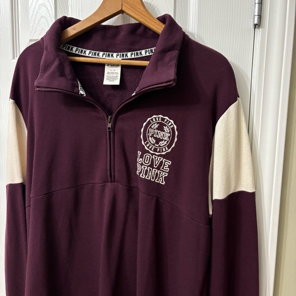 PINK Victorias Secret Half Zip Varsity Pullover Sweatshirt Women’s Size Large - Picture 5 of 9